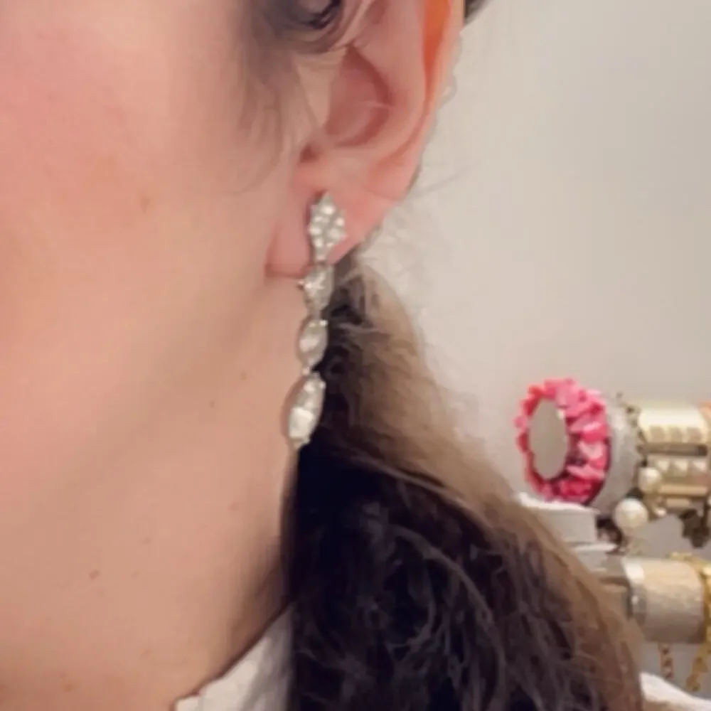 Eisenberg Vintage Crystal Drop Clip Art Nouveau Style Earrings